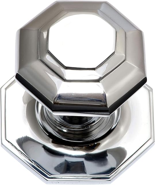 House of Brass Solid Heavy Cast Polished Chrome Octagonal Centre Door Knob Large (Fixed Knob)