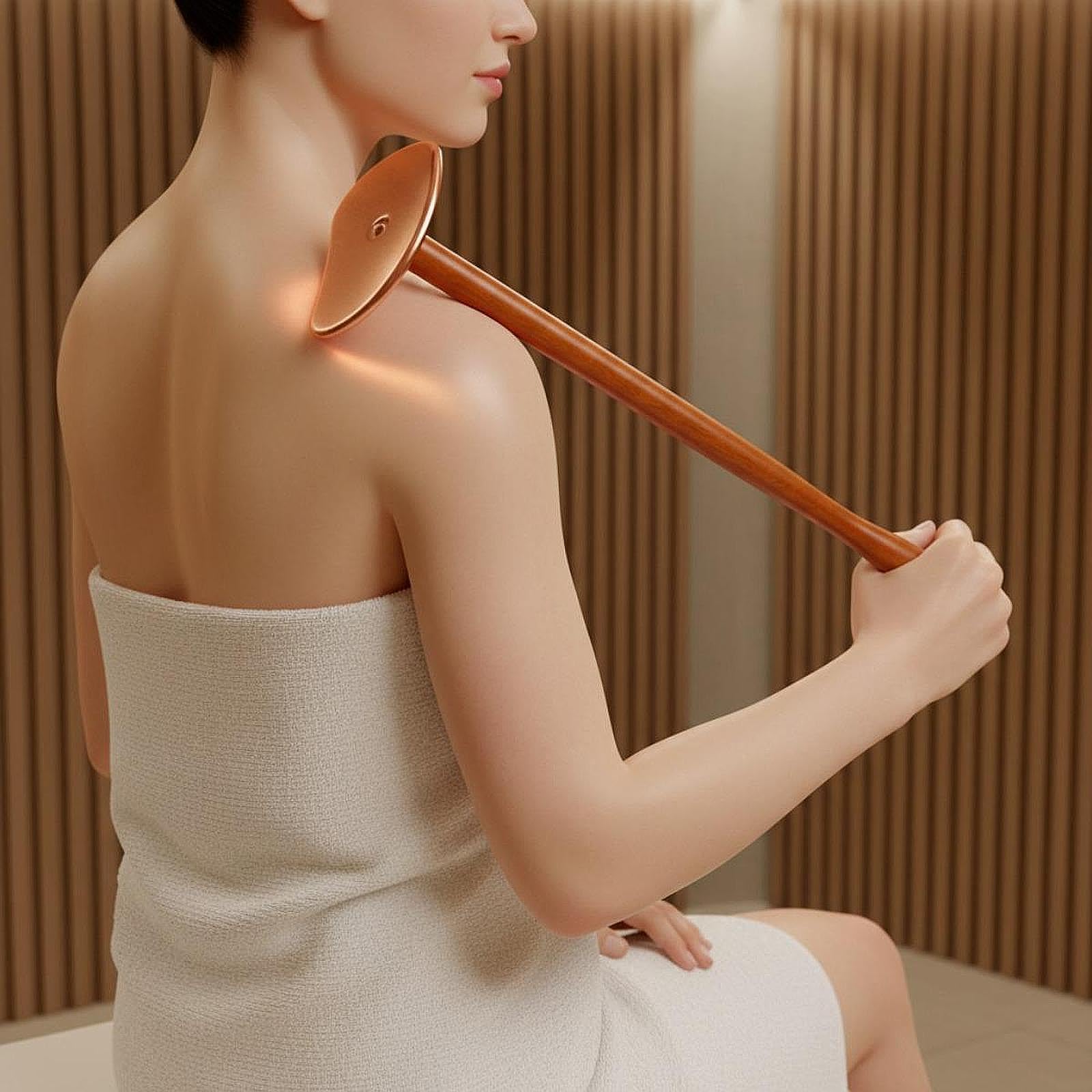 Gua Sha Tabla de Madera con Placa de Cobre para Masaje Manual Herramienta Multifuncional Ergonómica de Auto Corporal Tradicional China Adecuad, L