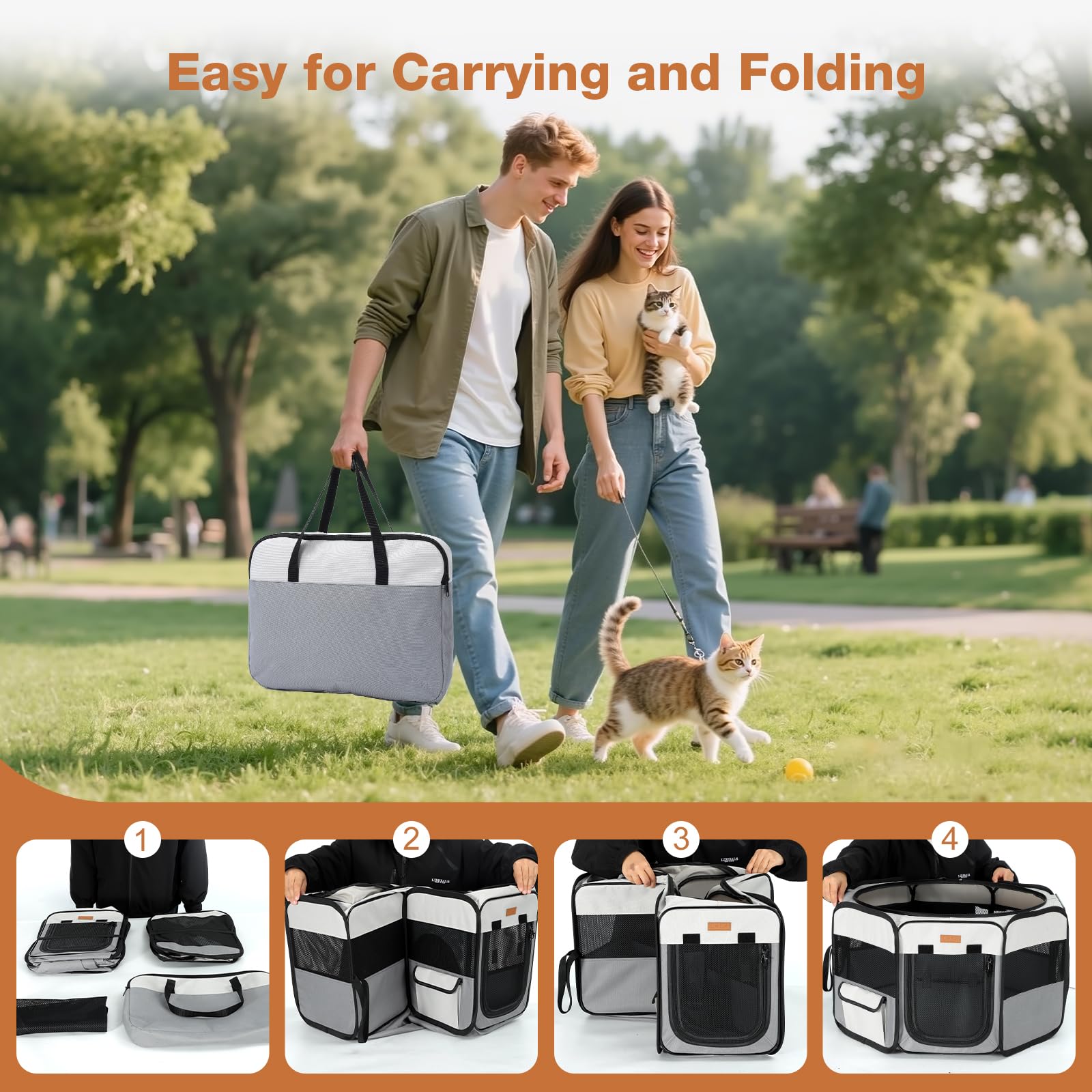 Beccucciolo pieghevole, 155 x 48 cm, portatile, 2 in 1, per interni ed esterni, box per cani con borsa per il trasporto per gatti, cuccioli e piccoli animali, utilizzabile separatamente