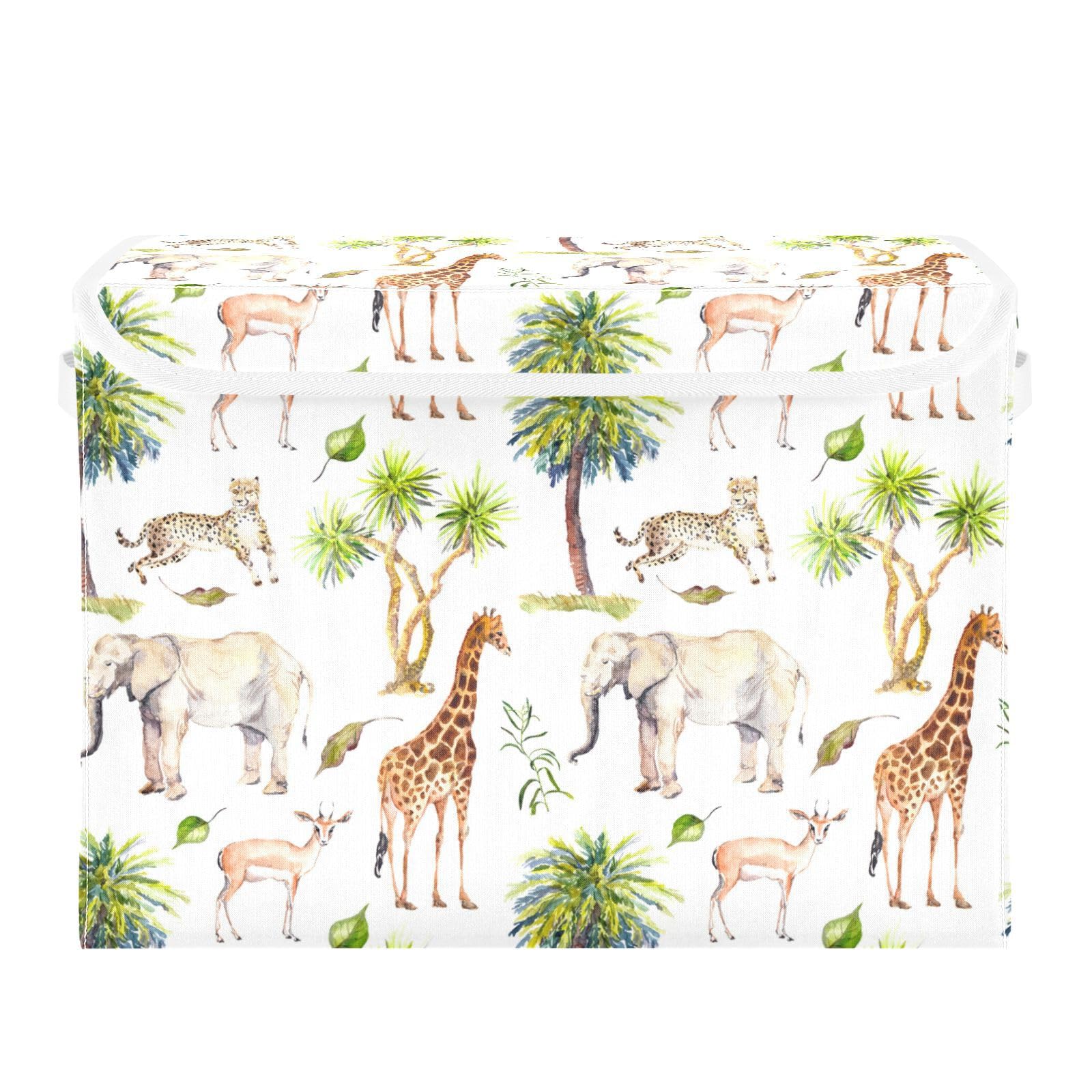 Mnsruu Easter Baskets Collapsible Storage Bins with Lids, Animal Elephant Giraffe Storage Boxes Clothes Baskets for Organizing - Image 2