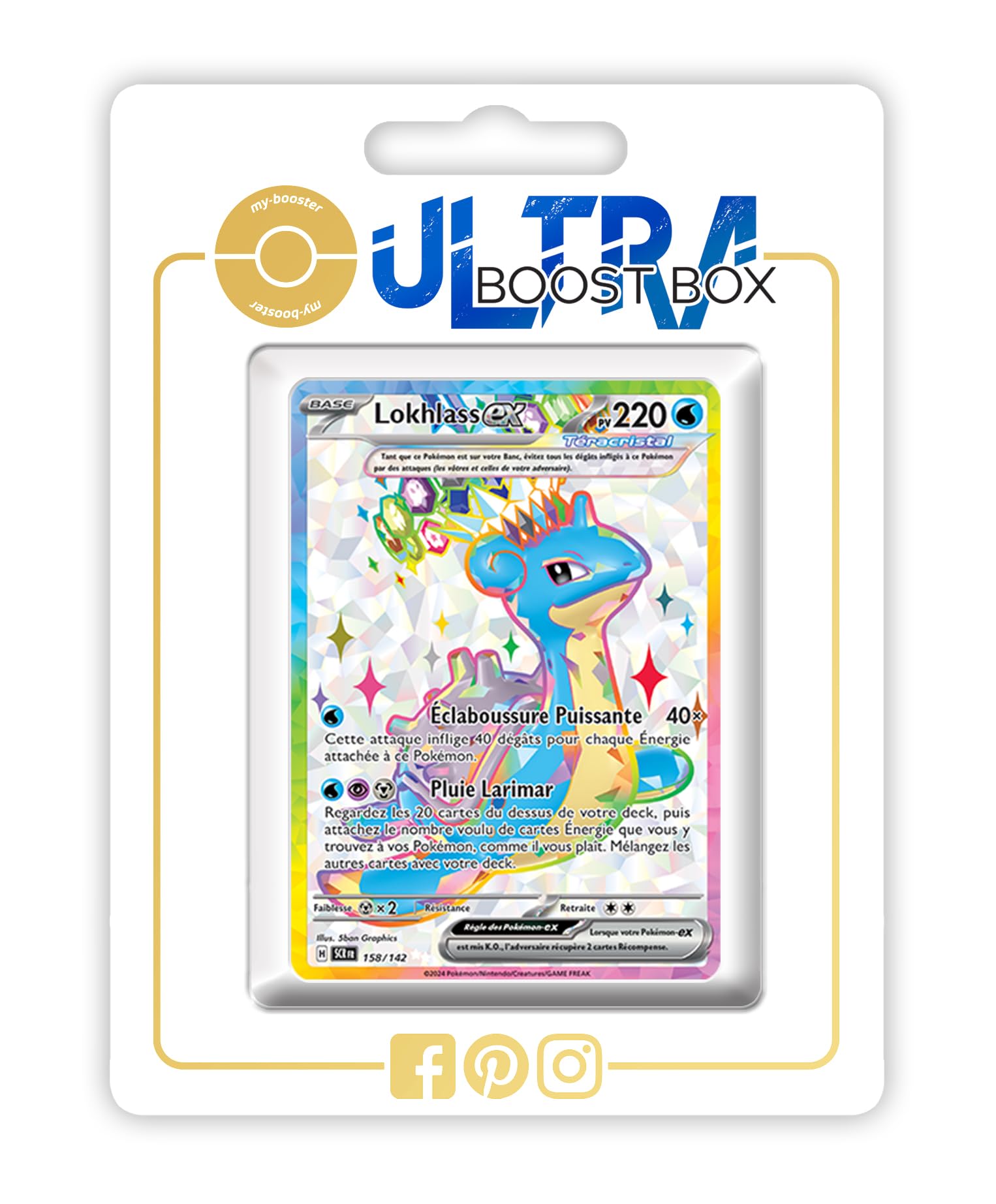 my-booster Lokhlass ex (Lapras ex) 158/142 Full Art Teracristal Secreto X Écarlate et Violet 7 Couronne Stellaire - Box di 10 carte Pokémon Francese