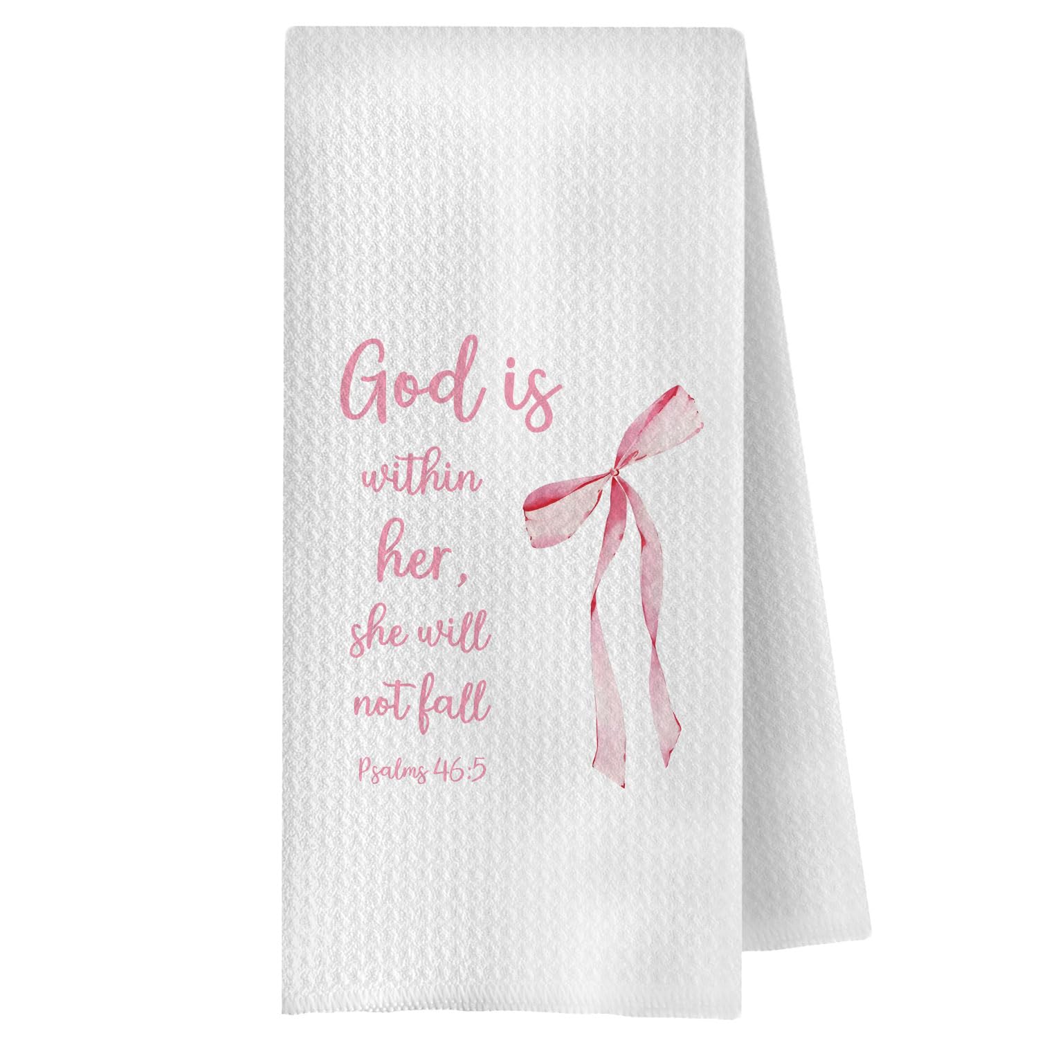 OVAcational Coquette Pink Chritsian Bow Kitchen Towels,Pink Bow Hand Towel for Bathroom,Christian Gifts for Women Girls,Coquette Bathroom Decor,16x24