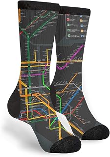 351 Men Women Mid Calf Socks New York Subway Map Athletic Crew Socks Comfortable Calf Crew Socks Breathable Funky Socks For Camping Walking Cycling