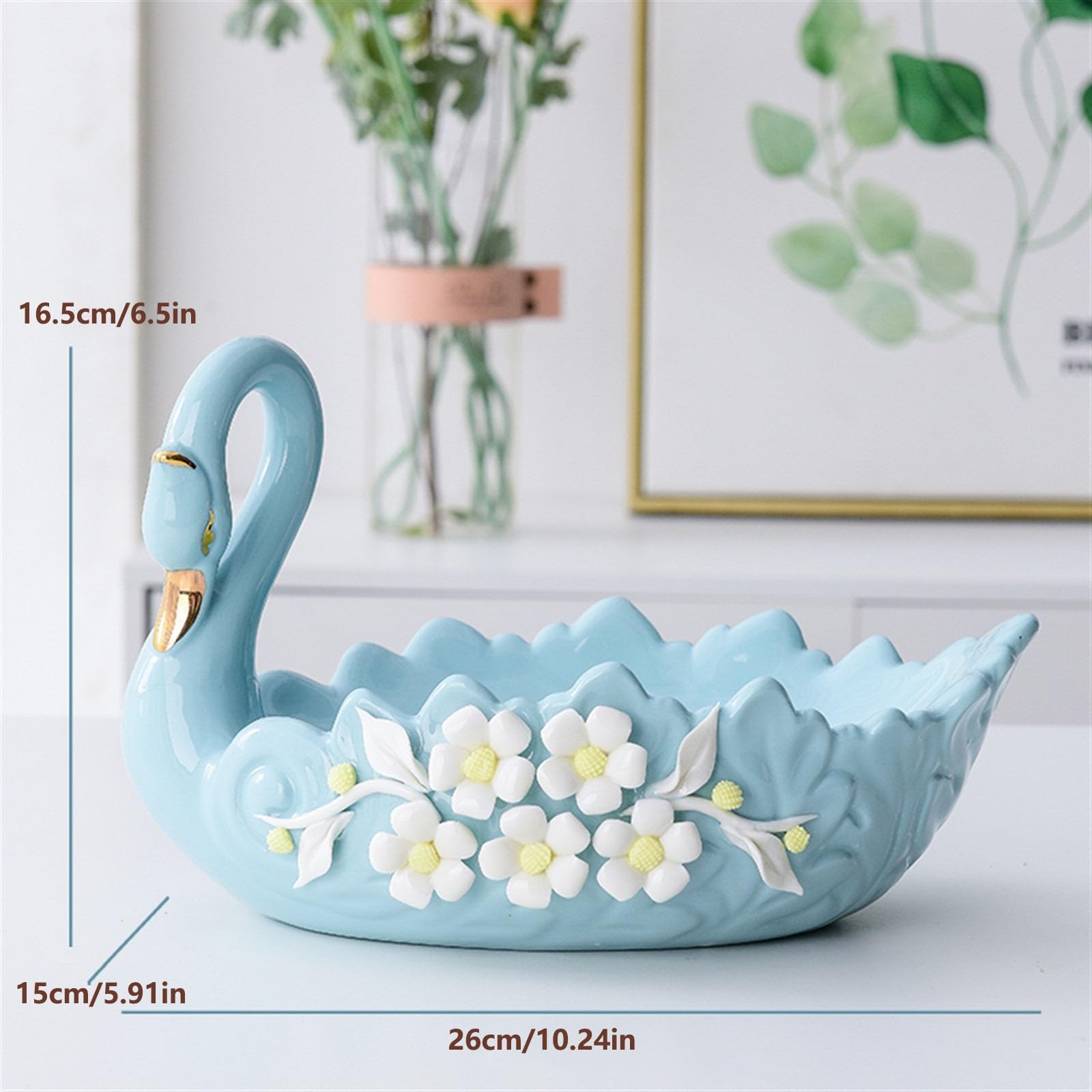 Koszyk na owoce Ceramiczna miska na owoce, miska na owoce na blat kuchenny, miska na owoce łabędź na blat kuchenny, dekoracja wnętrz Miska owoców(Beige-A)