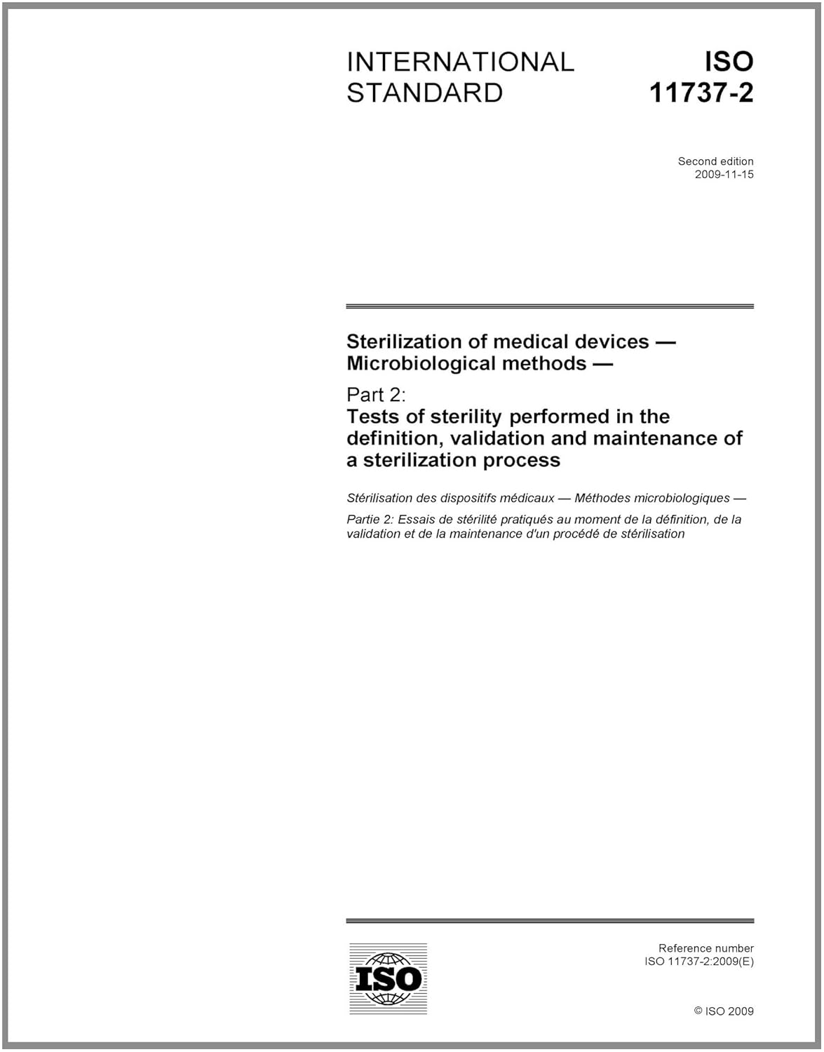 ISO 11737-2:2009, Sterilization of medical devices - Microbiological ...