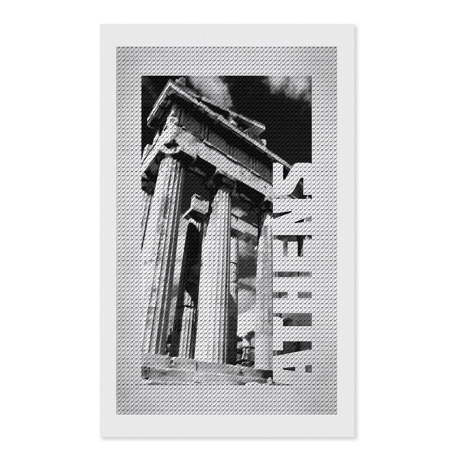 Junmoney Athens Diamond Art Canvas 12"x20", Full Kit Included, Bedroom Decor, for Beginners, Thoughtful Handmade Gift