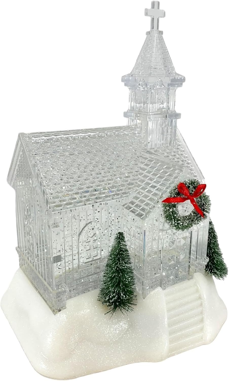 Gerson 2660080 Battery Operated Lighted Holiday Spinning Water Globe Church, 9.25-inch Height
