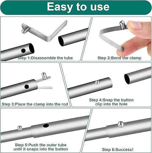 Miniatura 4 de 10 clips para poste de tienda de campaña, botón de resorte, clip de resorte de acero inoxidable, clip de botón de resorte, clips de botón de