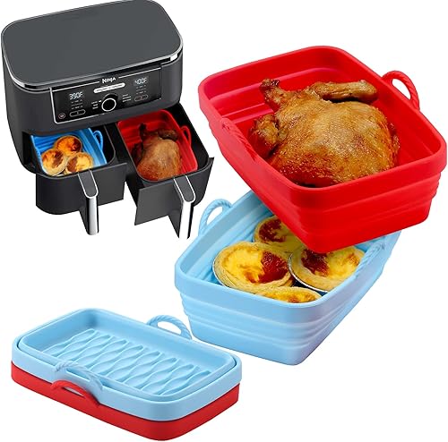 Syaws Olla rectangular de silicona para freidora de aire paquete de 2 de 8 pulgadas forros de silicona plegables para freidora de aire almohadilla