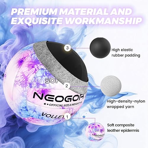 Miniatura 6 de Balón de voleibol morado para playa al aire libre, superficie gruesa de 0.118 pulgadas, piel suave, regalos oficiales de voleibol para jóvenes