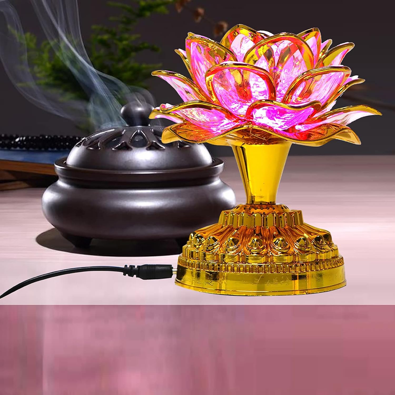 Amazon.com: Zerodis 110-240V LED Lotus Flower Lamp - 7 Color