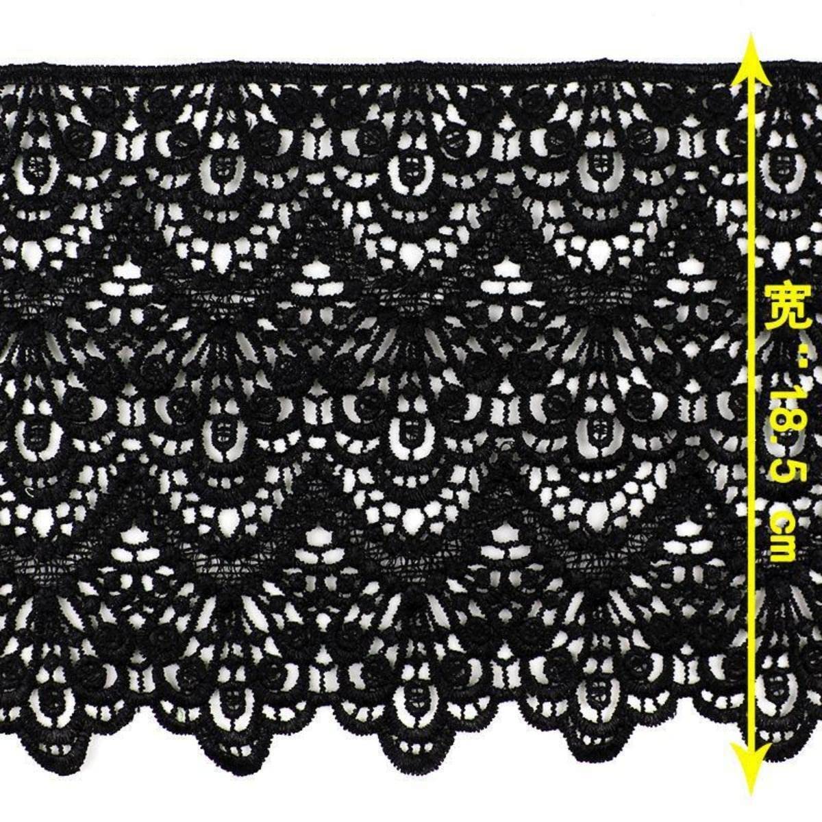 19 cm x 5 m Spitzenband Zierband Spitzenborte Meterware Dekoband (E) | Häkelband Spitzenlitze Stickborte Stoffbordüre Wäschespitze Klöppelspitze Spitzenbordüre Bortenband für Nähen DIY Kleidung