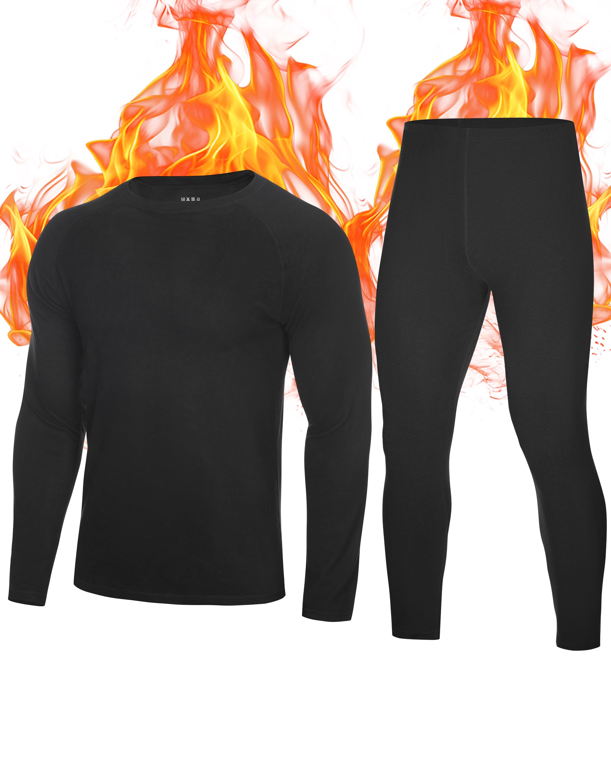 Thermal Underwear for Men: Fleece Lined Long Johns Base Layer Ski Thermals Top and Bottom Set