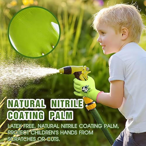 Miniatura 2 de Guantes de jardinería para niños de 3 a 13 años, guantes de jardín con revestimiento de goma de espuma.