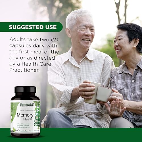 Miniatura 5 de EMERALD LABS Memory Health - Suplemento para la salud cerebral y la memoria - Apoya la energía y la concentración - Cuenta con cúrcuma Meriva,
