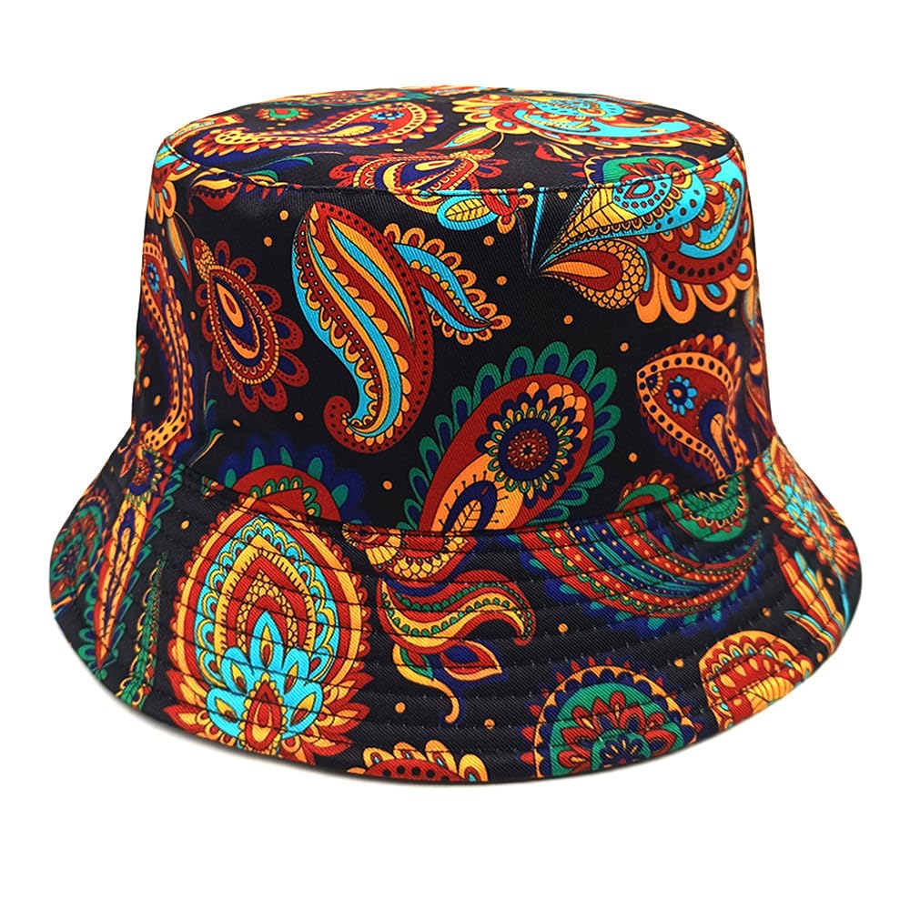 Bucket Hat for Women Men,Travel Sun Beach Cap,Unisex Fishing Outdoor Boonie (Paisley Bohemia)