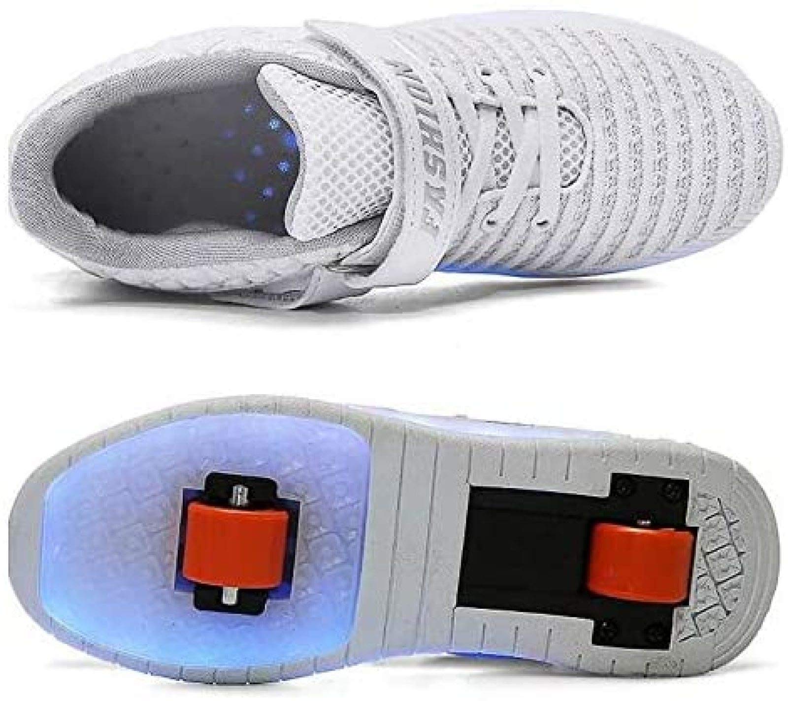 Zapatos LED Zapatos De Patinaje sobre Ruedas LED Niños Niñas Zapatillas Deportivas Al Aire Libre Zapatillas Deportivas De Gimnasia,White Single-41