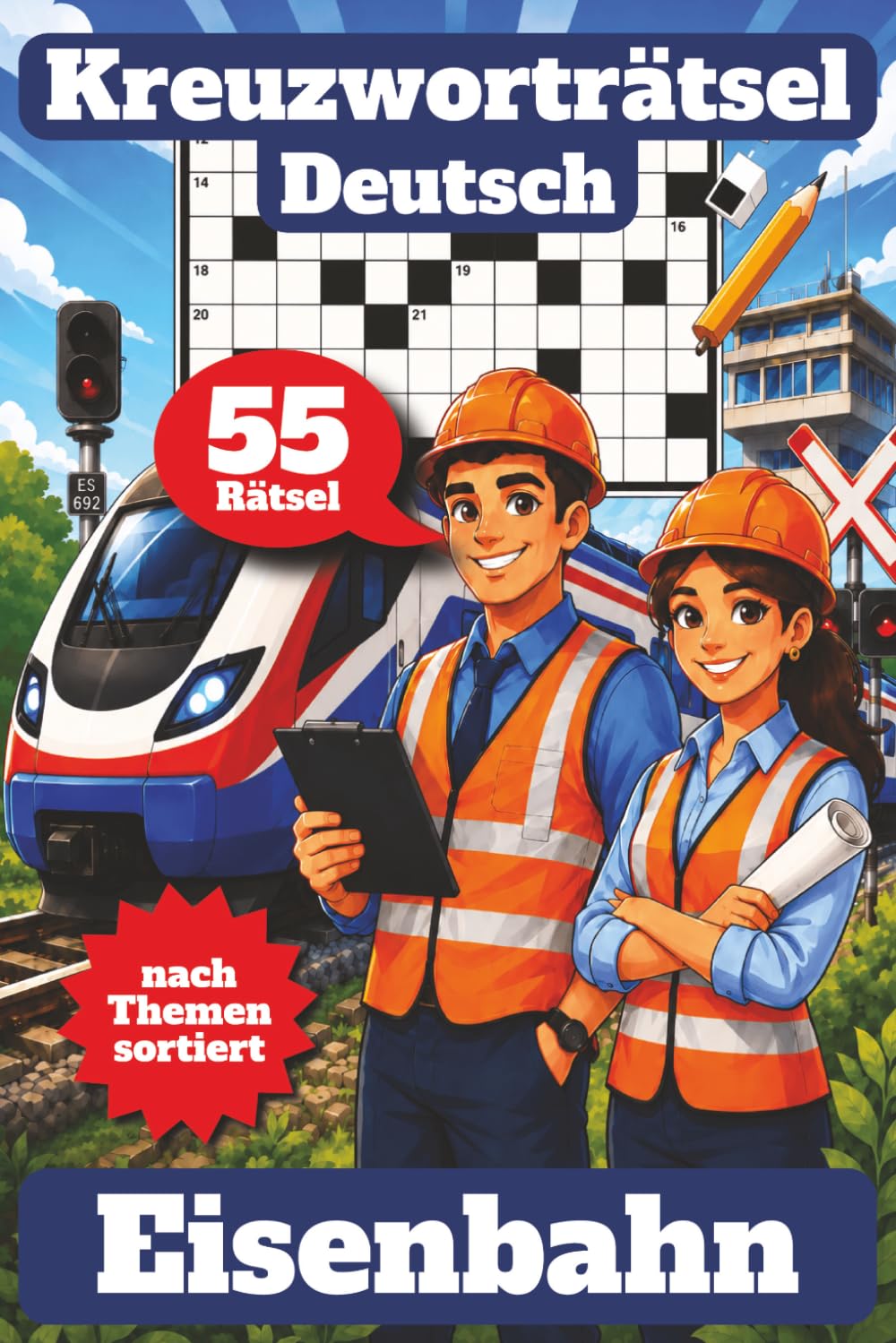 Kreuzworträtsel Deutsch Eisenbahn 55 Rätsel nach Themen sortiert: Kreuzworträtsel auf Deutsch rund um wieso weshalb warum Eisenbahn, Züge, Bahnhöfe, ... , Geschenk für Ferien, Feiertage und Freizeit