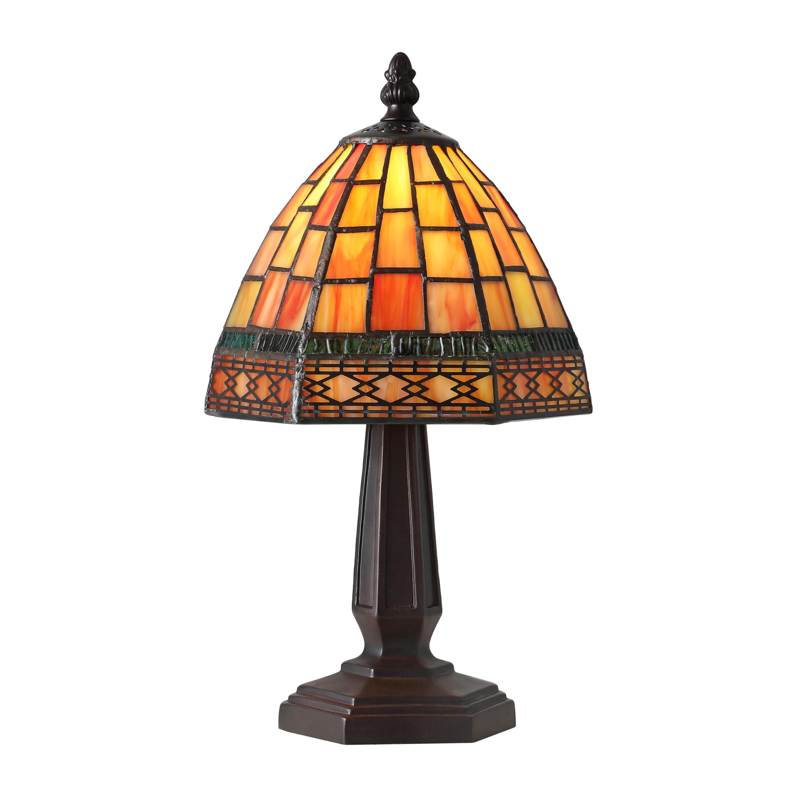 JONATHAN Y 12 Red/Yellow Tiffany-Style Table Lamp