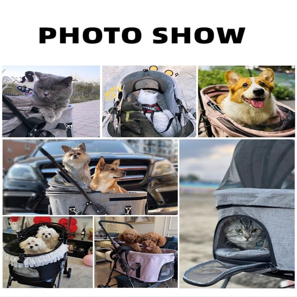 Passeggino per animali domestici, borsa separata universale per animali domestici, passeggino universale pieghevole da viaggio per cani (nero)