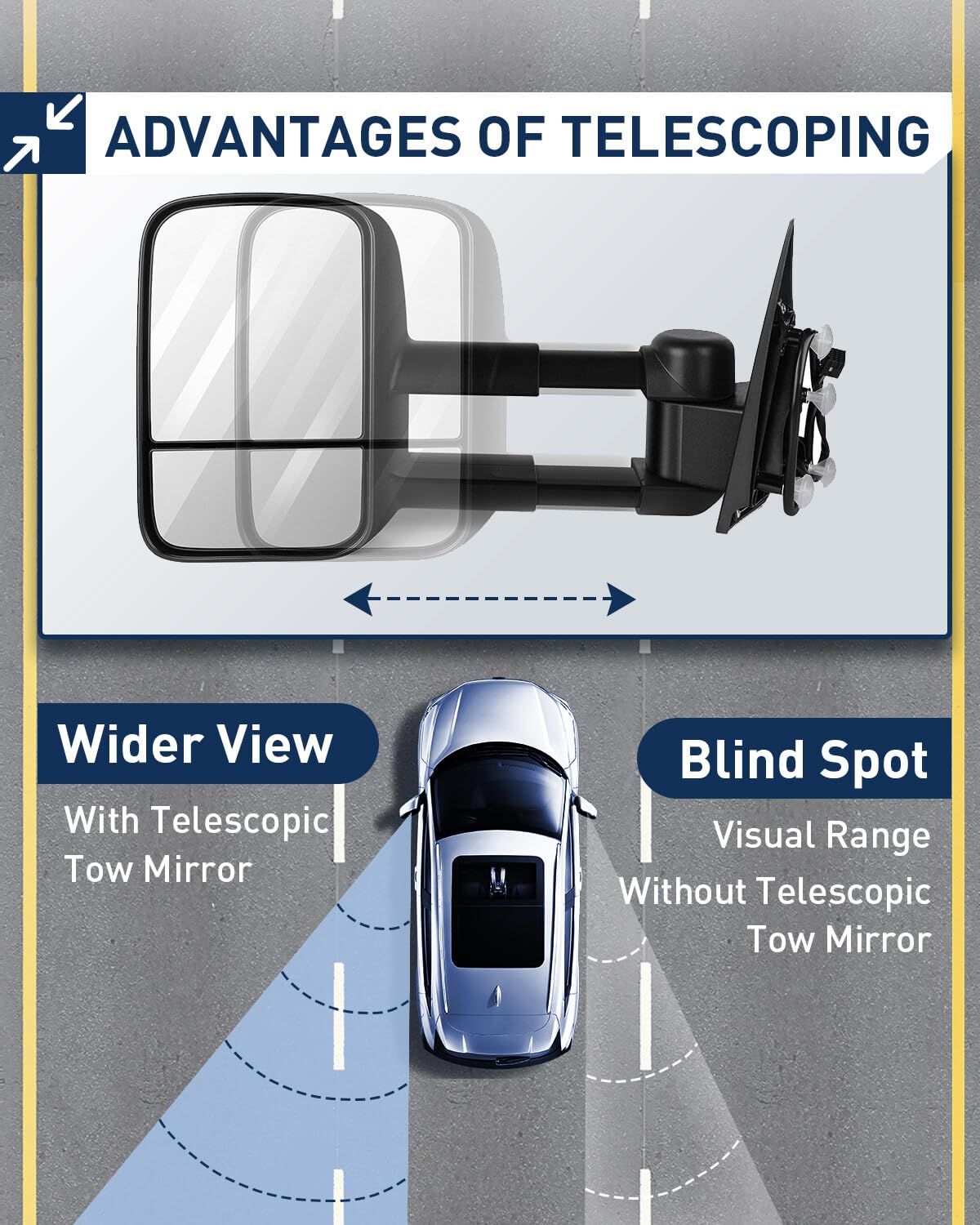 ECCPP Power Heated Towing Mirror For 2007-2014 Ford F-150 - Left Side, Black, With Turn Signal & Extendable Arm - View #4