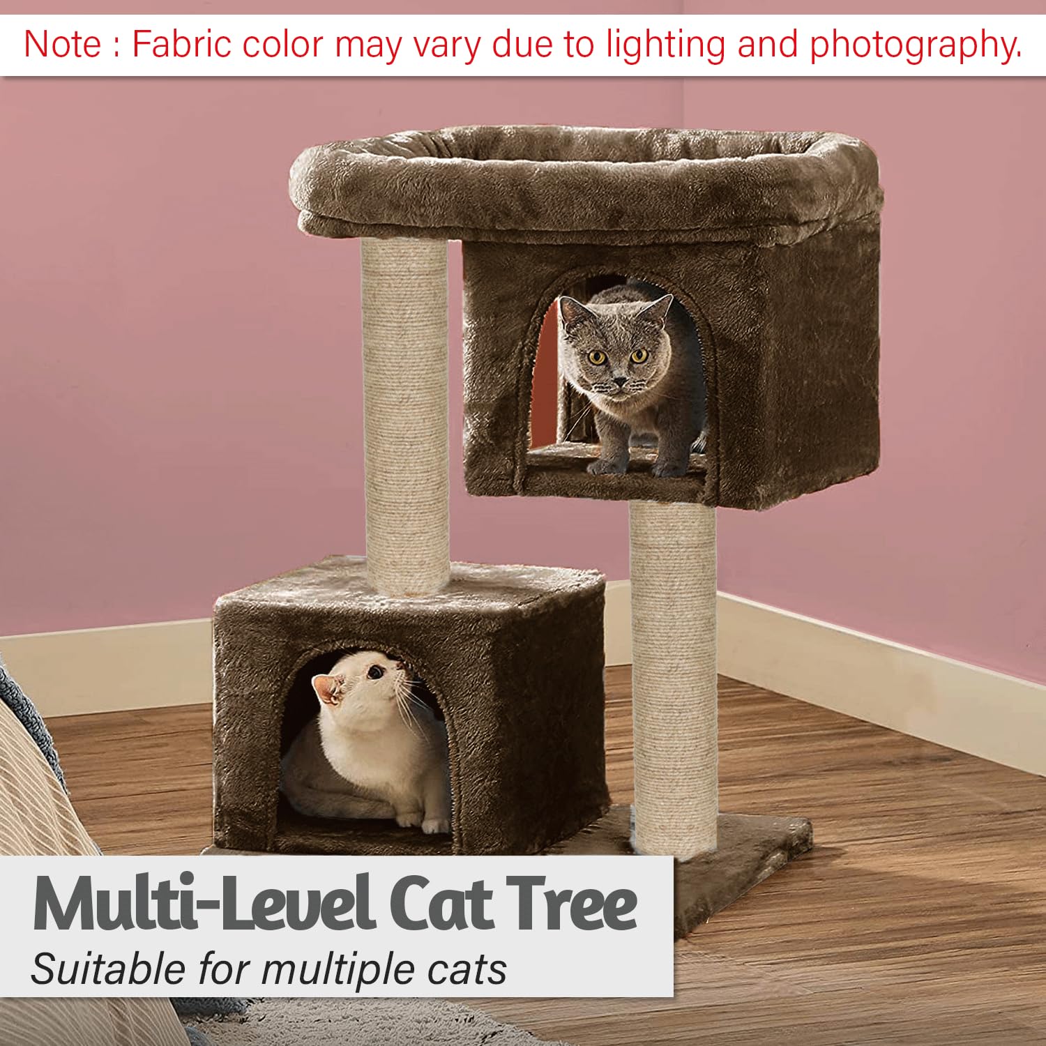 FURRLOVERS Condo Cat Kitten Activity Tree | Plush Fur Fabric | Detachable Bed | Jute Rope Scratching Post | Suitable for Kittens (Height 26 Inch) (Brown - FURR-62) 3