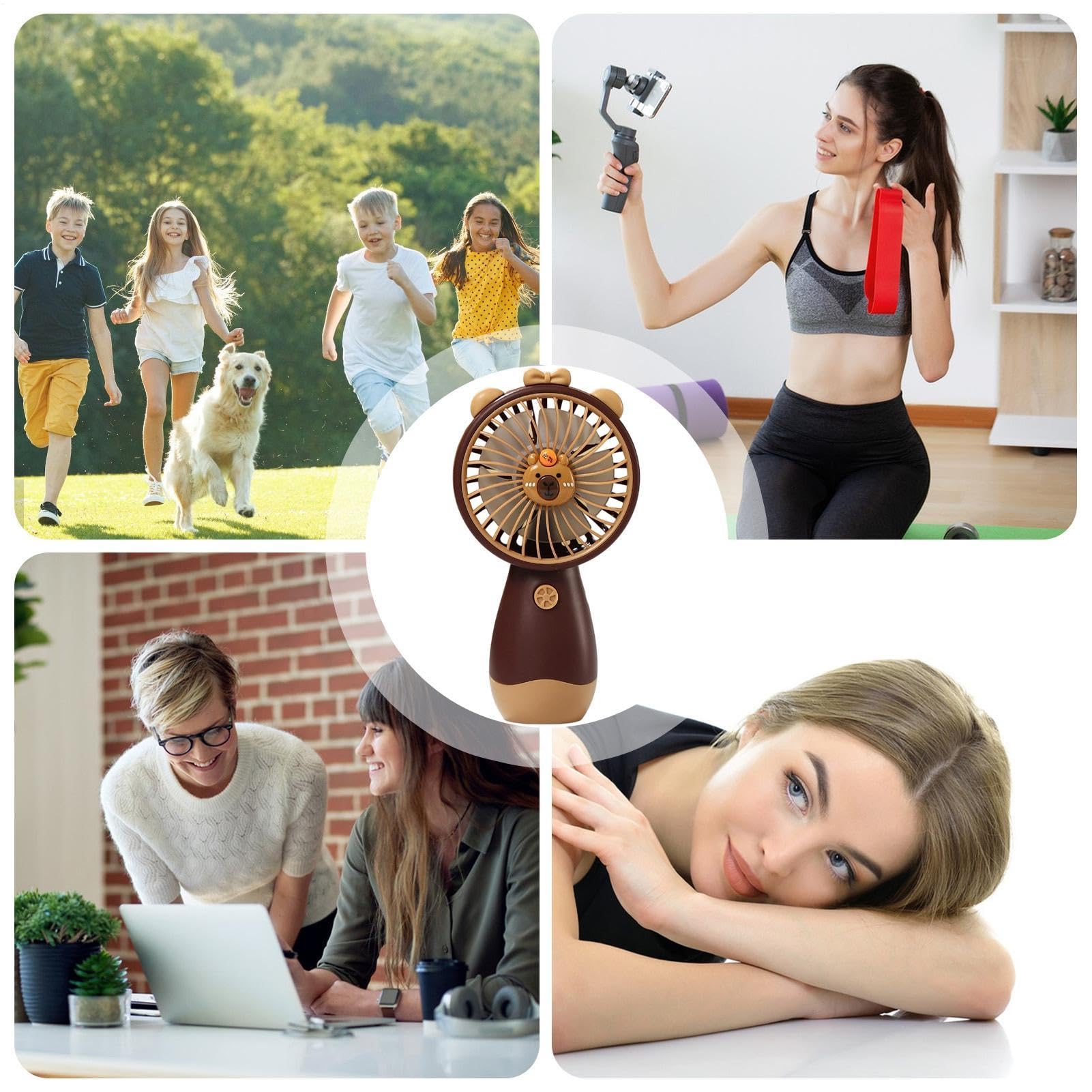 Capybara, ventilatore personale a mano, portatile, portatile, ricaricabile, USB, per esterni, per campeggio, estate, spiaggia, festival, sport, ufficio, escursionismo, ,