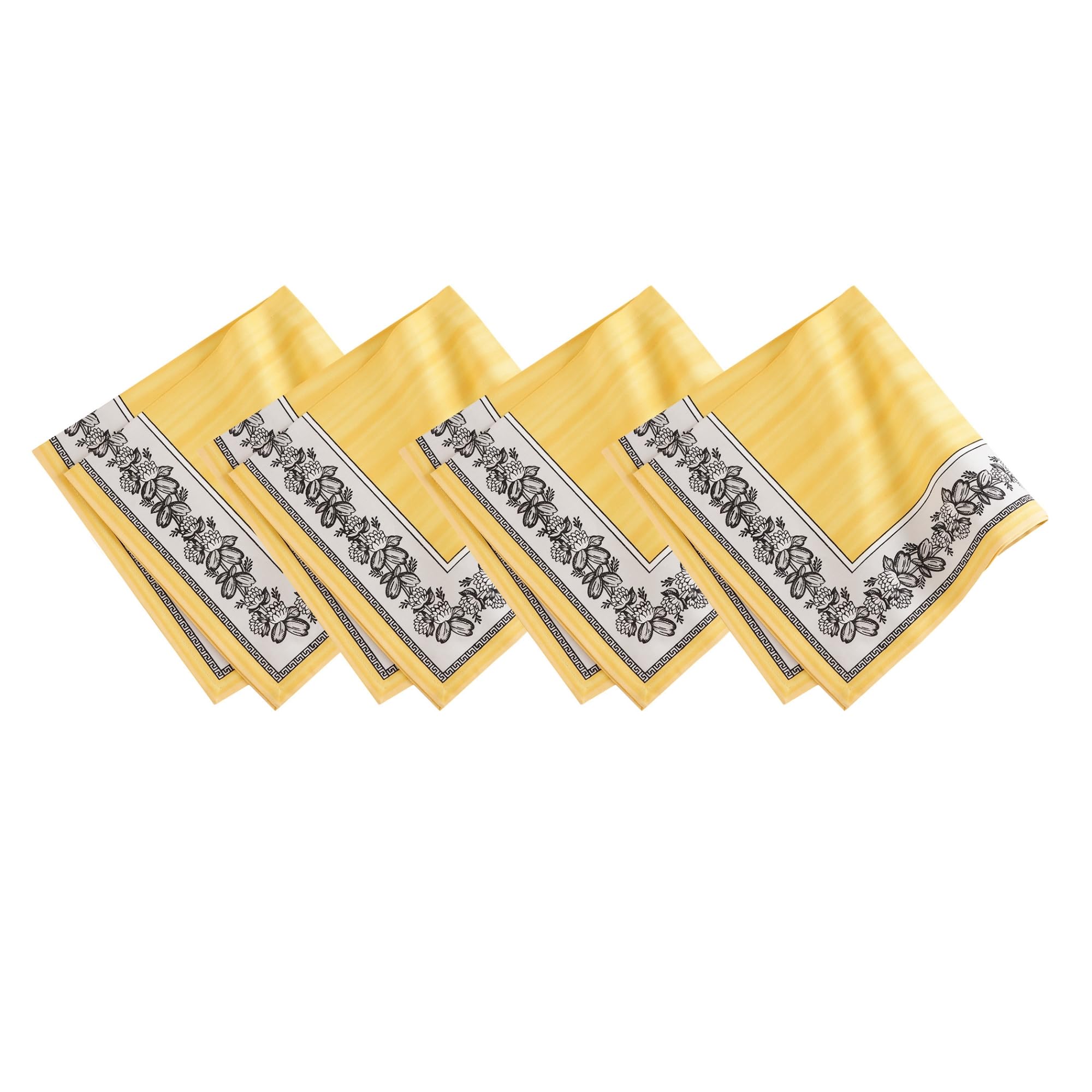 Elrene Audun Home Fashions Villeroy & Boch Stain And Water Resistant Bordered Cloth Dinner Napkins, 21"X21", Set Of 4