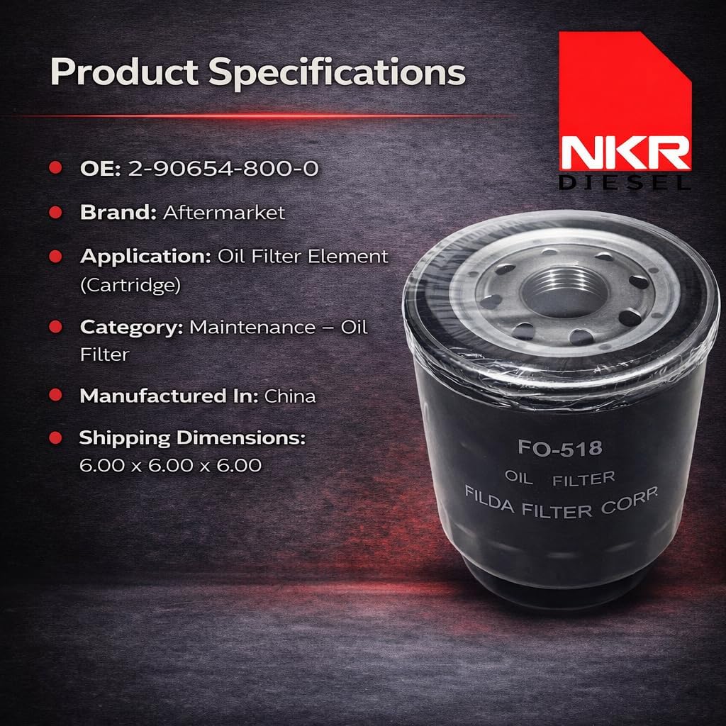 Element Oil Filter | Engine Oil Filter Element | for Isuzu NPR, NPR-HD, NQR, NRR | 4HK1 5.2L & 4HE1 4.8L (1998–2010)
