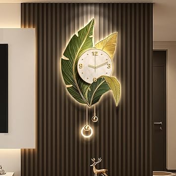 Acrylic Wall Clock,3D Wall Art Decor Clocks for Living Room,Modern Home Decorative Wall Clock Art Decorations Lamp for Living Room Bedroom Entrance Office DecorGreen-A,30x70cm/11.8x27.5