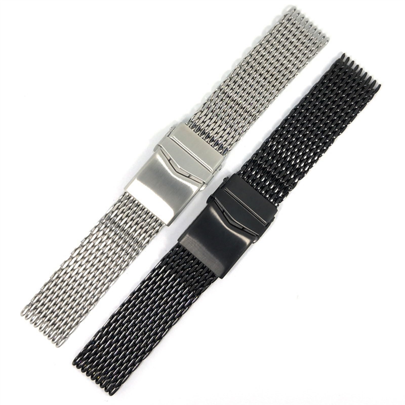 Pasek do zegarka z siatki ze stali nierdzewnej 18 mm 20 mm 22 mm Unisex Shark Mesh Regulowany solidny pasek z klamrą Pasek do zegarka wymienny do inteligentnych lub tradycyjnych zegarków