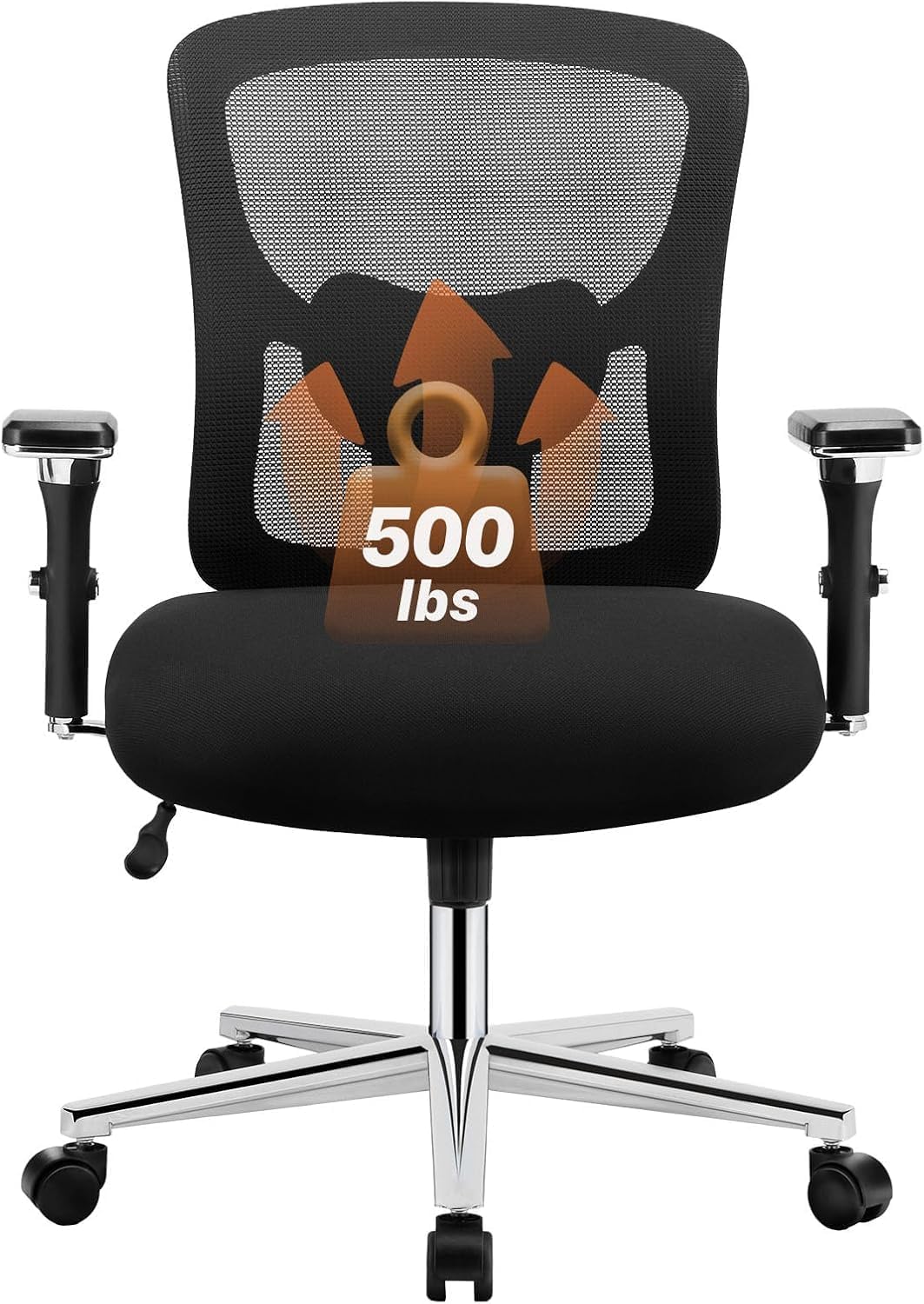 Sweetcrispy Big and Tall Office Desk Chair with Lumbar Support 500lbs Heavy Duty Mesh Ergonomic Computer Chair with