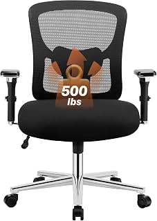 Sweetcrispy Big and Tall Office Desk Chair with Lumbar Support, 500lbs Heavy Duty Mesh Ergonomic Computer Chair with 4D Armrest and Wide Comfy Seat, Wheels for Adult - Amazon product rated Grade B