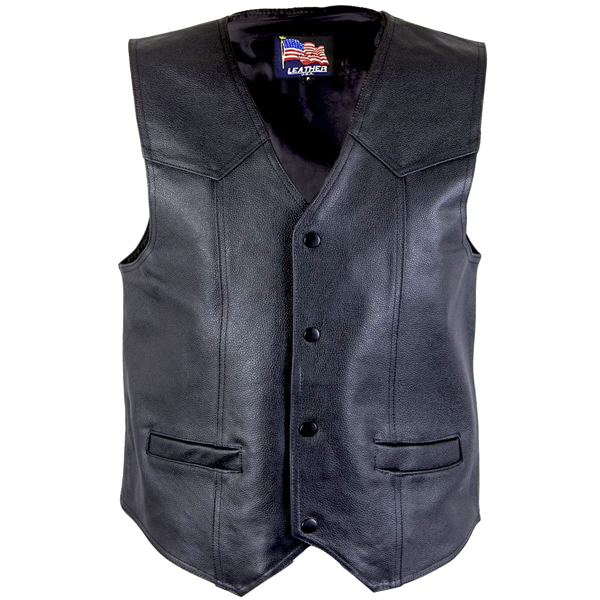 Xelement 3006 Motorcycle Leather Vest For Men - POW Patriot - Premium Genuine Biker Club Gilet (3X-Large)