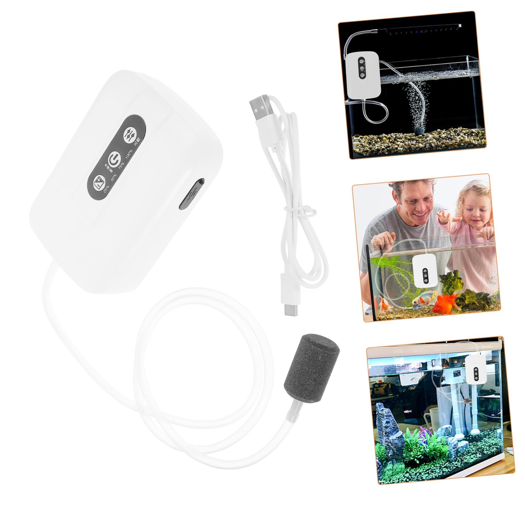 1 Satz Sauerstoffpumpe Für Fischbecken Aquarium Sauerstoffpumpe Zubehör Für Aquarien Für Aquarien Kleine Luftpumpe Aquarium Aus Kunststoff Weiß Belüfter Plastik USB