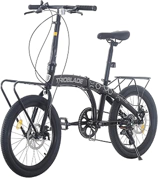 TRIOBLADE 20 Inch Folding Bike for Adult 7-Speed Shimano Drivetrain Folding Bicycle Lightweight Sturdy Frame Disc Brake Foldable Bikes for Women Men