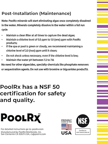 Miniatura 9 de PoolRx + Unidad de Algicidas Minerales, Control de Algas de hasta 6 Meses, para 100-400 galones, Amarillo y Blanco, Nueva Fórmula con Plata.