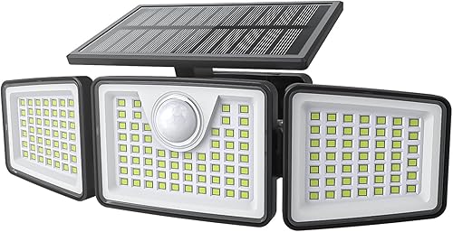 Miniatura 1 de Luces solares de 2500 lm para exteriores con sensor de movimiento, 3 cabezas de 270 gran angular luces de área de calle, iluminación de seguridad