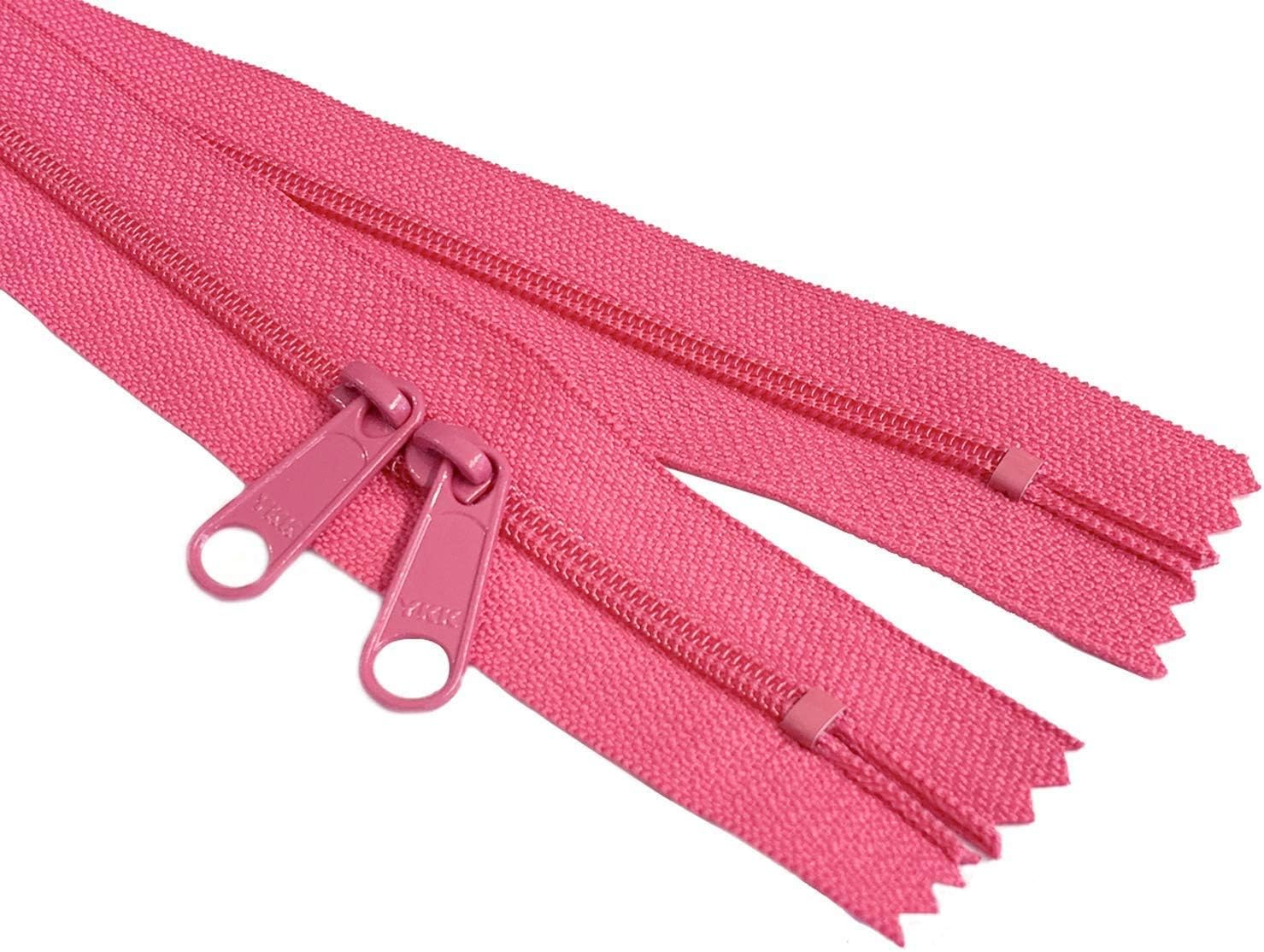 30" Inches Double Slide Zippers - YKK #4.5 Coil with Closed Bottom Two Head to Head Long Zipper Pulls - Choose Color - 1 Zipper Per Pack - Made in The United States (Atomic Red)