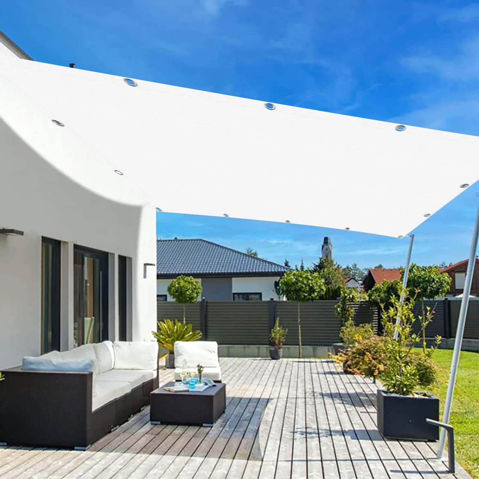 Toile ombrage blanc anti UV rideau protection solaire PES