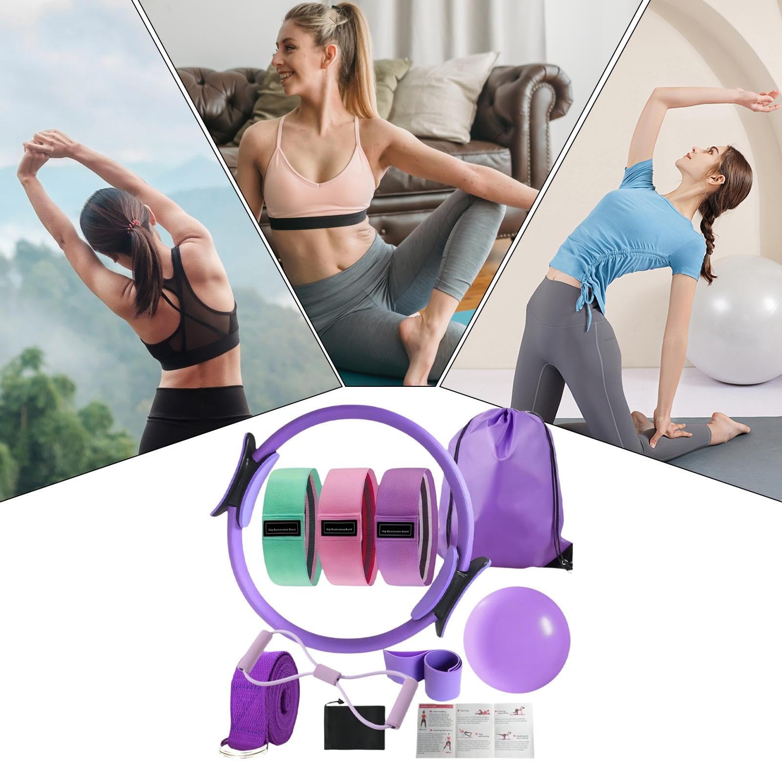 Kit De Pilates Para Entrenamiento En Casa - Accesorios de Pilates para Mujer,Accesorios Antideslizantes Para Desarrollo Muscular Ejercicio Corporal Completo Para Yoga Gimnasio Viajes Exteriores