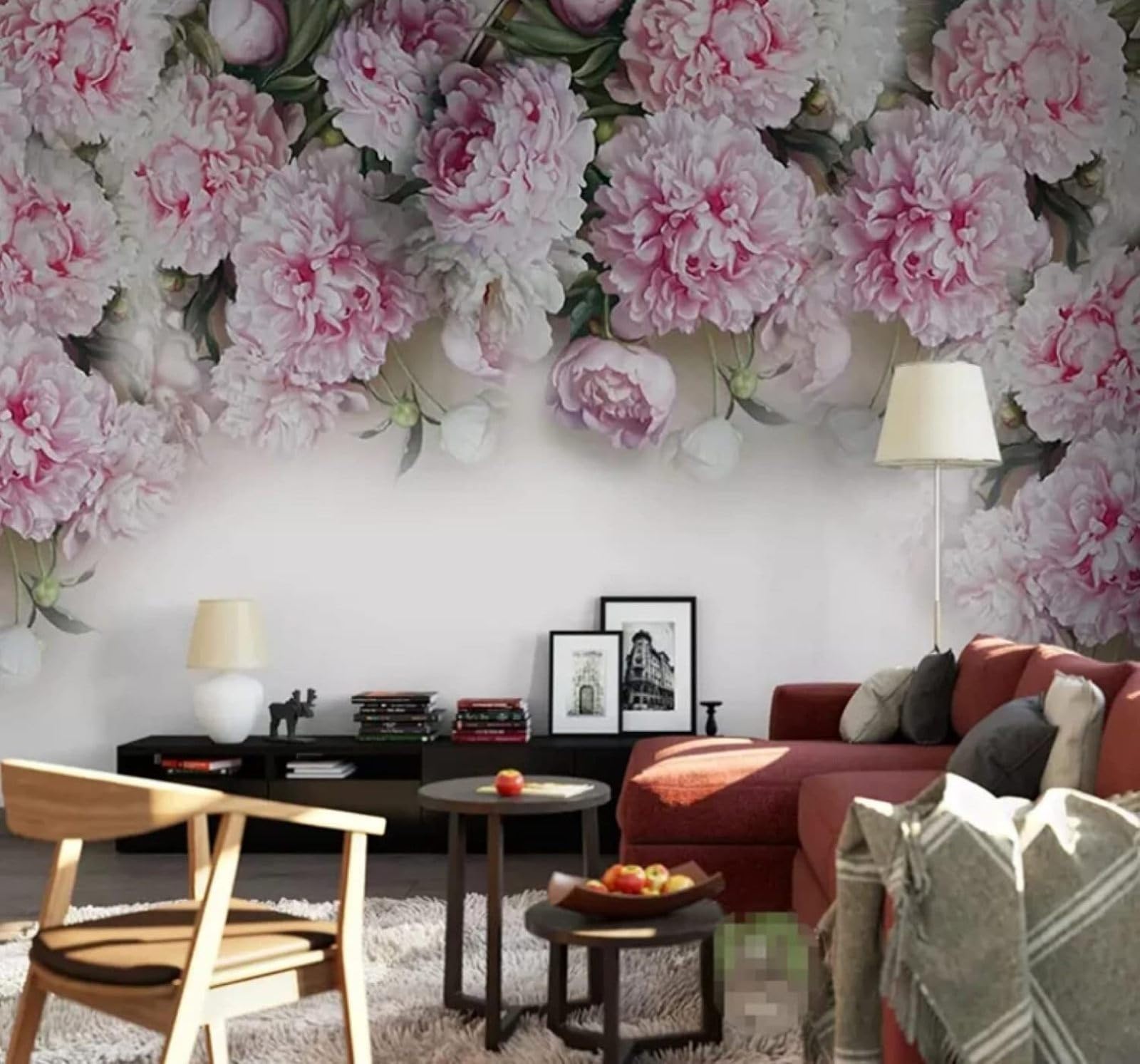 XLMING Three Dimensional Romantic Beautiful Pink Floral 3D Wallpaper Luxury Silk Study Dining Feature Sofa Grey Bedroom Living Room Tv Decorative Wall-200cm×140cm