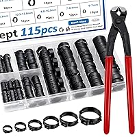 Vista 15 de Kit surtido de 170 piezas de abrazaderas de manguera de una oreja de acero inoxidable 304 de 13 tamaños, abrazaderas de manguera de crimpar de 5.3