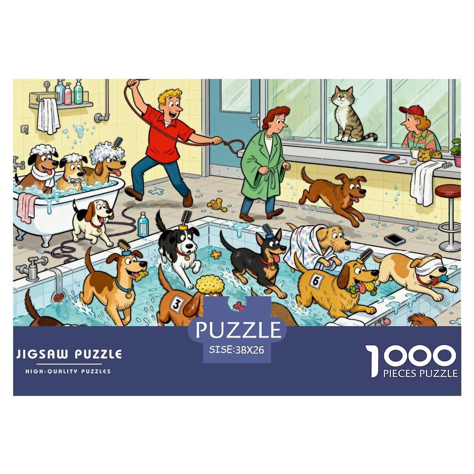 Pet Shop Dog Washing Area Wooden Jigsaw Puzzle Waterproof 1000 Piece Puzzles for Adults Challenging And Brainteasing Educational Games