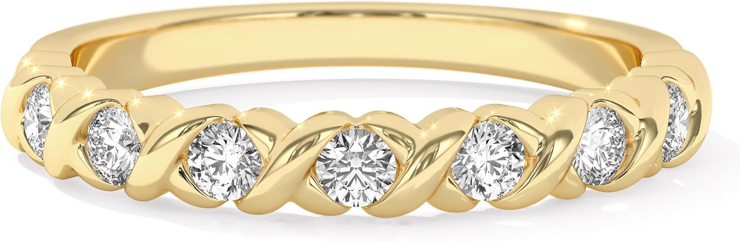 Diamond Rings for Women, Dainty Lab Grown Diamond Ring, Hypoallergenic 925 Sterling Silver Rings with 14K Gold Vermeil (25x Thicker Than Plated Gold Jewelry), Jewelry Gift Box, 5 Years of Warranty