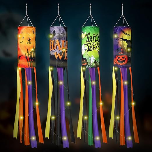 4 Pieces Halloween Windsock Flag Pumpkin Ghost Windsock Halloween