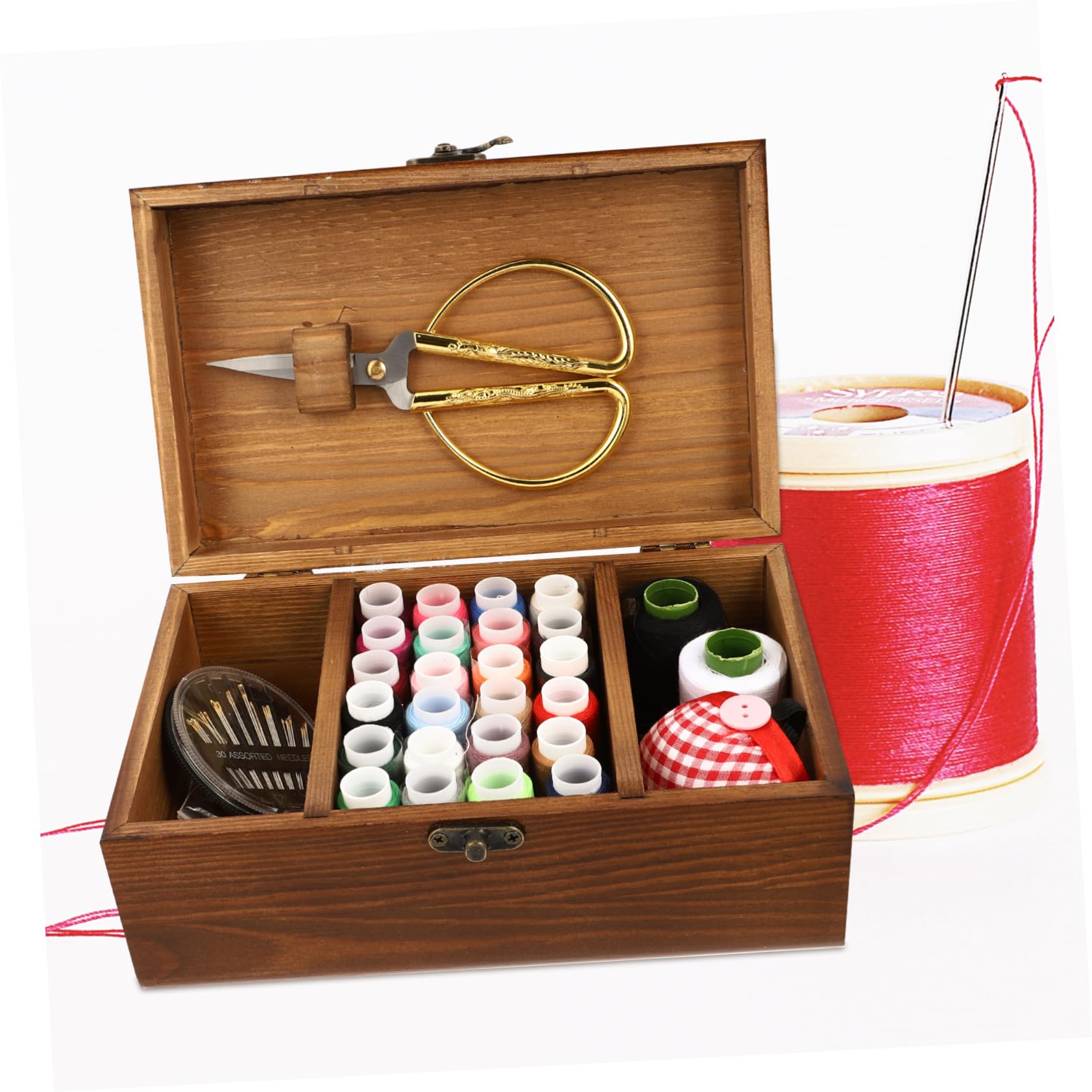 DOITOOL 2 Set Strumenti da Cucito Scatola Legno Kit Completo e Portatile per Cucito Diy Organizzatore per Casa