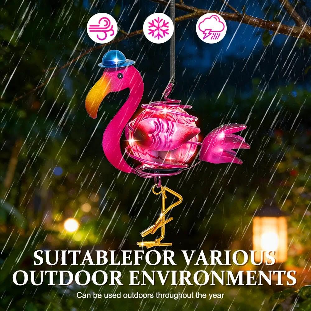 2 Pièces Lampes Solaires à Suspendre,Décoration Solaire,Lampe Solaire Flamingo,Imperméable, jardin,Balcon,Pelouse - 5