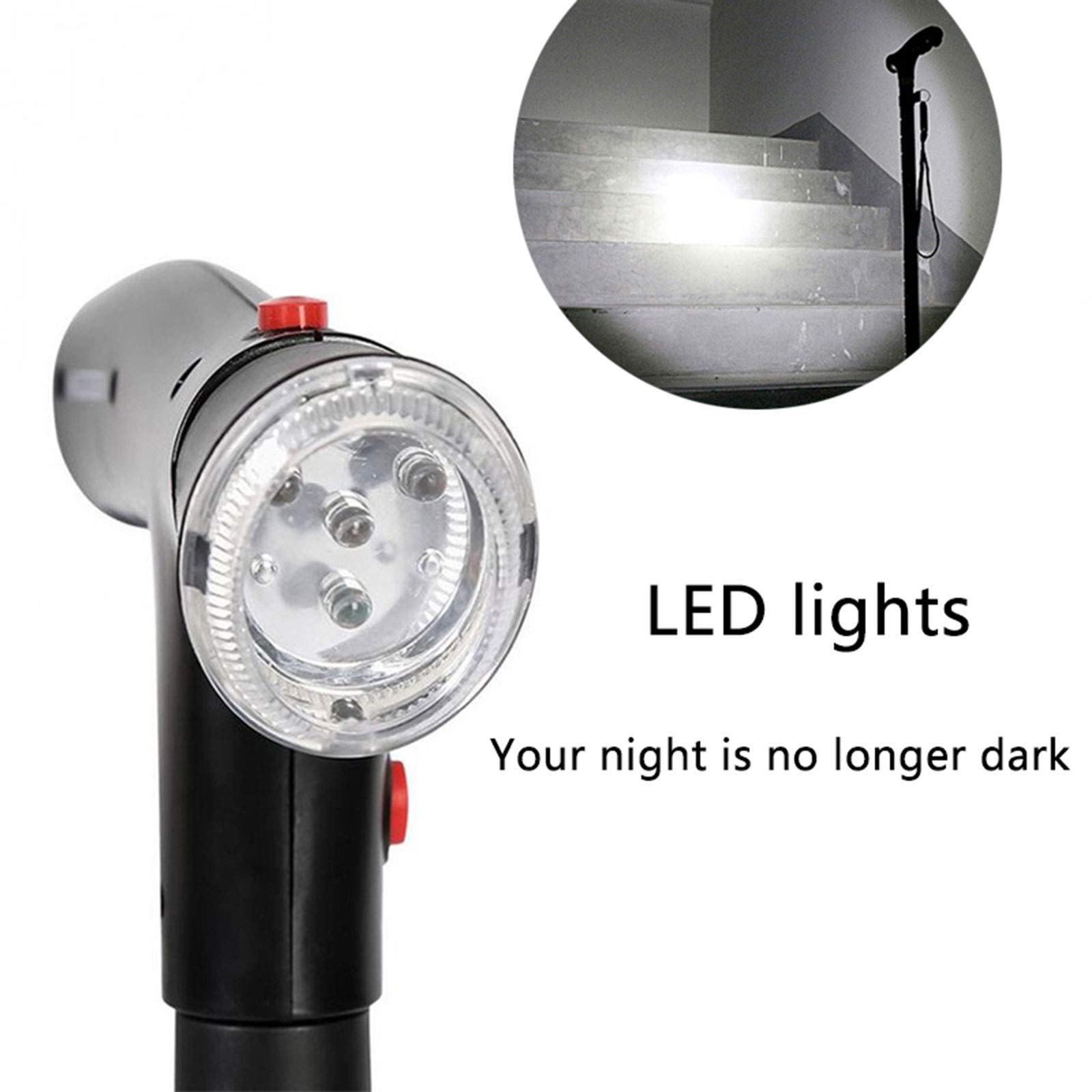 Bastón Plegable con luz LED y Alarma, Base cuádruple pivotante, ajustes de Altura (33.9''-38.2'') Bastón para Personas Mayores y Personas con Artritis Star of Light