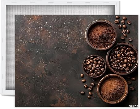 Modern Wall Art, Vintage Dining Room Kitchen Picture Decor, Minimalist Coffee Bean Canvas Prints, Framed Artwork for Farmhouse Home, Cafe Decoration 8x10inch